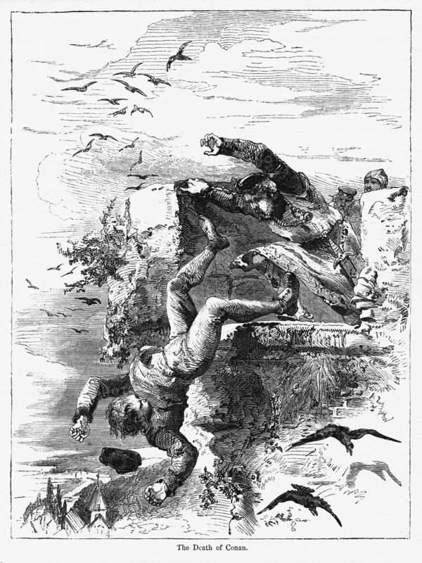The Death of Conan, Burgess of Rouen, by Henry Beauclerc, who Assisted his brother Robert II, during Rebellion by his other Brother William Rufus, Illustration from John Cassell's Illustrated History of England, Vol. I from the earliest period to the reign of Edward the Fourth, Cassell, Petter and Galpin, 1857