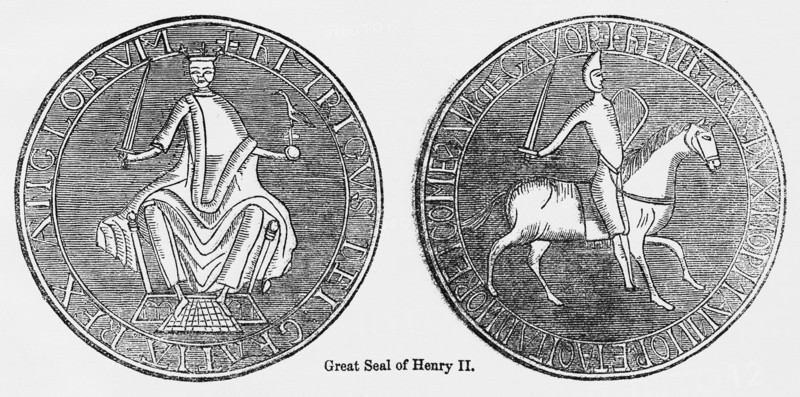 Great Seal of Henry II, Illustration from John Cassell's Illustrated History of England, Vol. I from the earliest period to the reign of Edward the Fourth, Cassell, Petter and Galpin, 1857