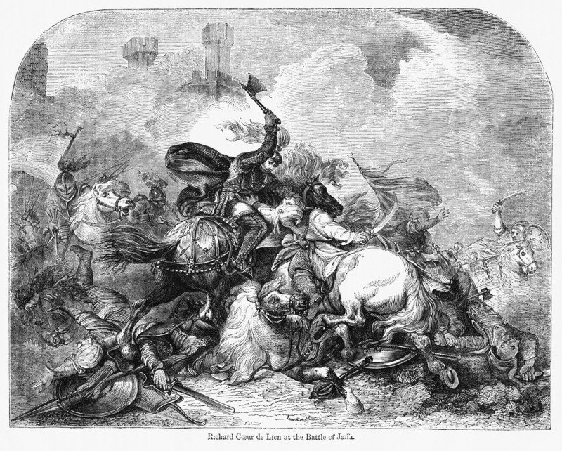 Richard Coeur de Lion at the Battle of Jaffa, Illustration from John Cassell's Illustrated History of England, Vol. I from the earliest period to the reign of Edward the Fourth, Cassell, Petter and Galpin, 1857