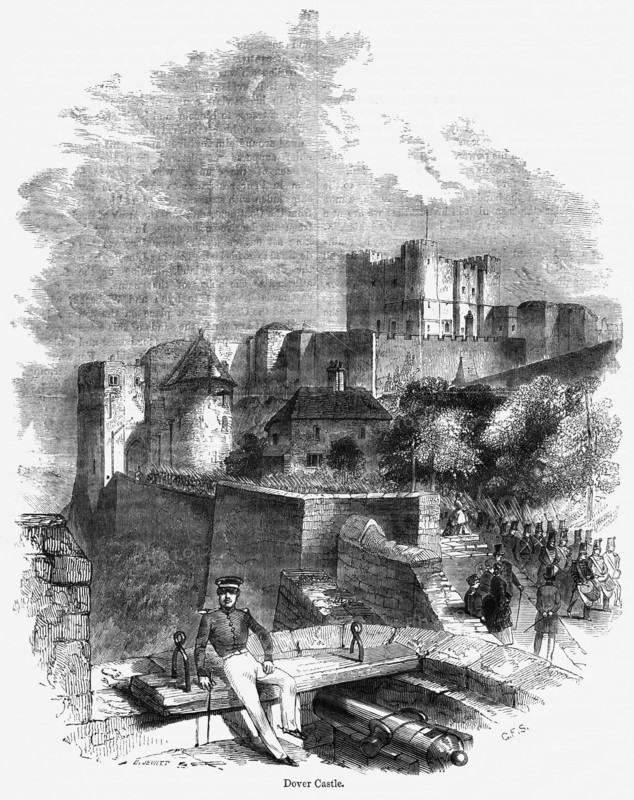 Dover Castle, Illustration from John Cassell's Illustrated History of England, Vol. I from the earliest period to the reign of Edward the Fourth, Cassell, Petter and Galpin, 1857