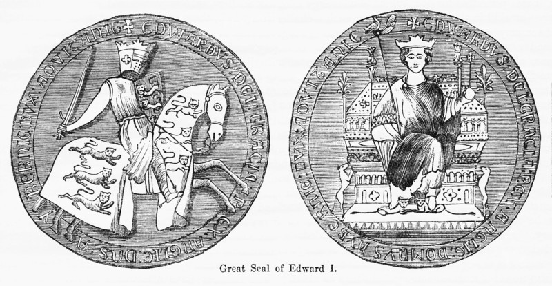 Great Seal of Edward I, Illustration from John Cassell's Illustrated History of England, Vol. I from the earliest period to the reign of Edward the Fourth, Cassell, Petter and Galpin, 1857