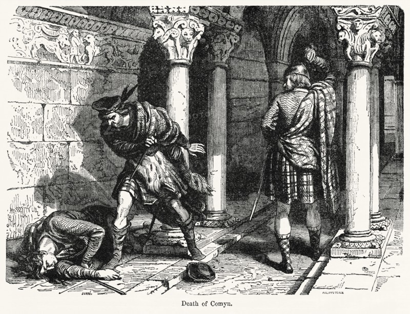 Death of Comyn, Illustration from John Cassell's Illustrated History of England, Vol. I from the earliest period to the reign of Edward the Fourth, Cassell, Petter and Galpin, 1857