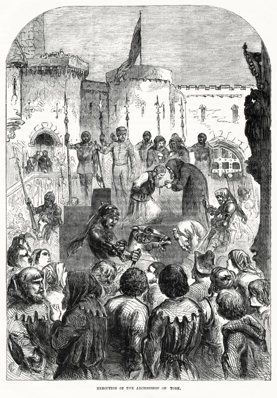 Execution of the Archbishop of York, Illustration from John Cassell's Illustrated History of England, Vol. I from the earliest period to the reign of Edward the Fourth, Cassell, Petter and Galpin, 1857