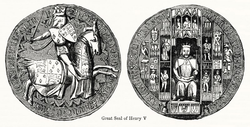 Great Seal of Henry V, Illustration from John Cassell's Illustrated History of England, Vol. I from the earliest period to the reign of Edward the Fourth, Cassell, Petter and Galpin, 1857