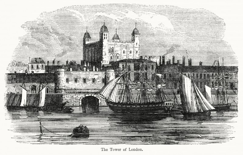 The Tower of London, Illustration from John Cassell's Illustrated History of England, Vol. I from the earliest period to the reign of Edward the Fourth, Cassell, Petter and Galpin, 1857