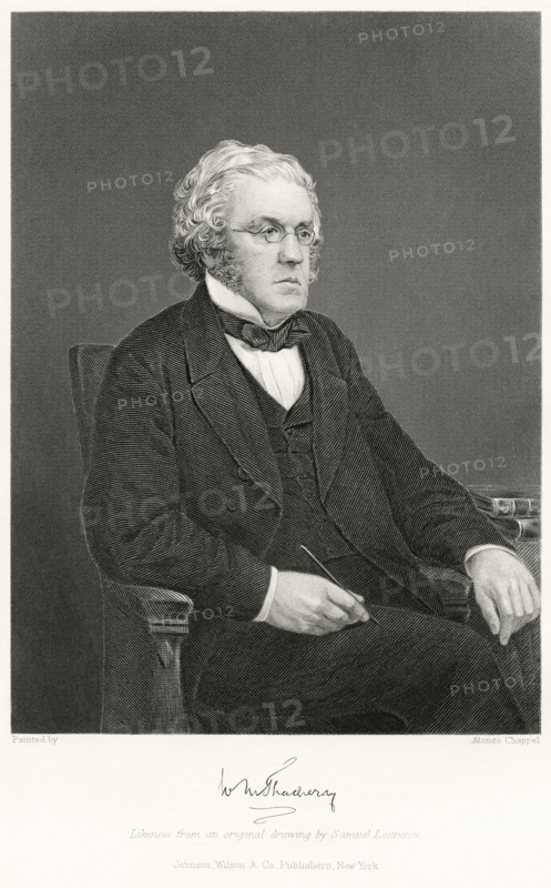 William Makepeace Thackeray (1811-63), English Novelist, Seated Portrait, Steel Engraving, Portrait Gallery of Eminent Men and Women of Europe and America by Evert A. Duyckinck, Published by Henry J. Johnson, Johnson, Wilson & Company, New York, 1873