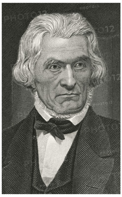 John C. Calhoun (1782-1850), American Statesman, 7th Vice President of the United States 1825-32 and U.S. Senator from South Carolina 1845-50, Head and Shoulders Portrait, Steel Engraving, Portrait Gallery of Eminent Men and Women of Europe and America by Evert A. Duyckinck, Published by Henry J. Johnson, Johnson, Wilson & Company, New York, 1873