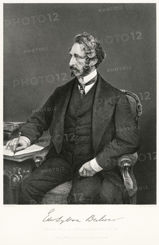 Edward Bulwer-Lytton (1803-73), 1st Baron Lytton, English Poet, Novelist and Politician, Steel Engraving, Portrait Gallery of Eminent Men and Women of Europe and America by Evert A. Duyckinck, Published by Henry J. Johnson, Johnson, Wilson & Company, New York, 1873