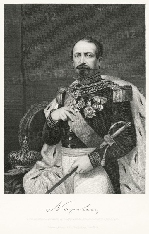 Napoleon III (1803-1873), First Elected President of France 1848-52, Emperor of the French 1852-70, Half-Length Portrait, Steel Engraving, Portrait Gallery of Eminent Men and Women of Europe and America by Evert A. Duyckinck, Published by Henry J. Johnson, Johnson, Wilson & Company, New York, 1873