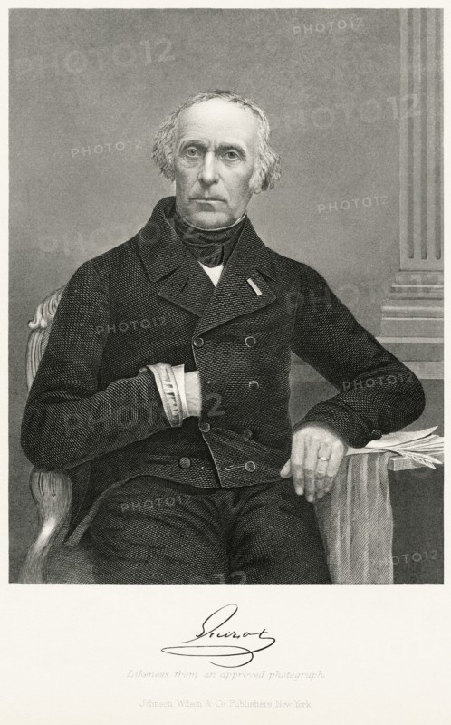 Francis Guizot (1787-1874), French Political Figure and Historian, Seated Portrait, Steel Engraving, Portrait Gallery of Eminent Men and Women of Europe and America by Evert A. Duyckinck, Published by Henry J. Johnson, Johnson, Wilson & Company, New York, 1873