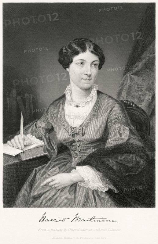 Harriet Martineau Harriet Martineau (1802-76), English Writer and Social Theorist, often Cited as the First Female Sociologist, Seated Portrait, Steel Engraving, Portrait Gallery of Eminent Men and Women of Europe and America by Evert A. Duyckinck, Published by Henry J. Johnson, Johnson, Wilson & Company, New York, 1873