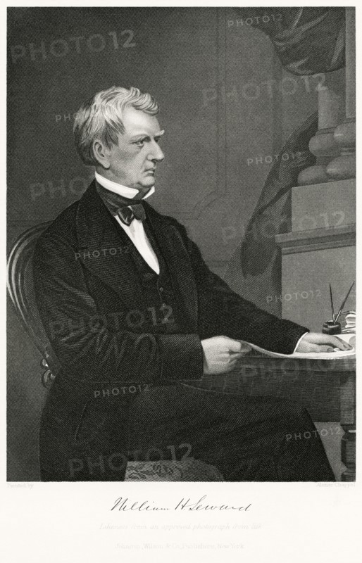 William Henry Seward (1801-72), American Politician, Antislavery Activist before the American Civil War and Secretary of State 1861-69, Seated Portrait, Steel Engraving, Portrait Gallery of Eminent Men and Women of Europe and America by Evert A. Duyckinck, Published by Henry J. Johnson, Johnson, Wilson & Company, New York, 1873