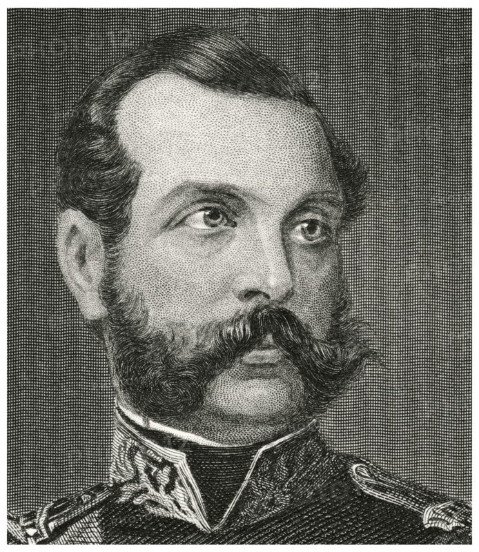 Alexander II (1818-81), Emperor of Russia 1855-81, Head and Shoulders Portrait, Steel Engraving, Portrait Gallery of Eminent Men and Women of Europe and America by Evert A. Duyckinck, Published by Henry J. Johnson, Johnson, Wilson & Company, New York, 1873