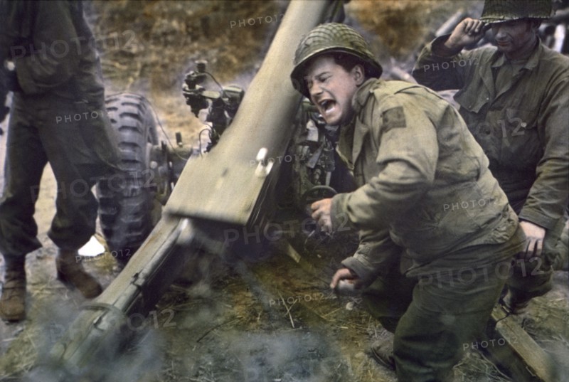 American Howitzers Shell German Forces Retreating near Carentan, France, Franklin, U.S. Signal Corps, July 11, 1944