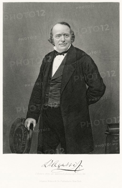 Louis Agassiz (1807-73), Swiss-American Biologist and Geologist, Three-Quarter Length Portrait, Steel Engraving, Portrait Gallery of Eminent Men and Women of Europe and America by Evert A. Duyckinck, Published by Henry J. Johnson, Johnson, Wilson & Company, New York, 1873