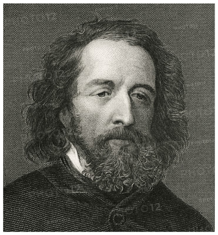 Alfred, Lord Tennyson (1809-92), English Poet, Head and Shoulders Portrait, Steel Engraving, Portrait Gallery of Eminent Men and Women of Europe and America by Evert A. Duyckinck, Published by Henry J. Johnson, Johnson, Wilson & Company, New York, 1873