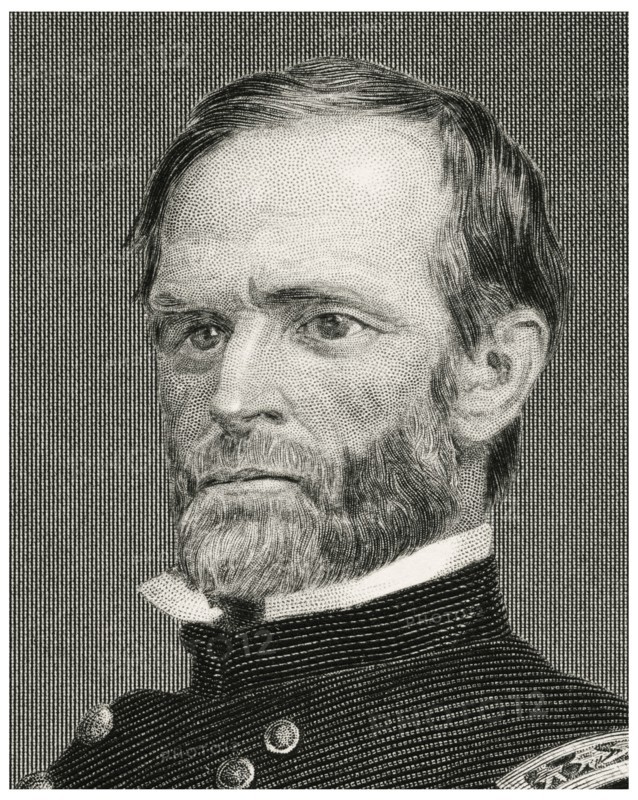 William Tecumseh Sherman (1820-91), Union General During American Civil War, Head and Shoulders Portrait, Steel Engraving, Portrait Gallery of Eminent Men and Women of Europe and America by Evert A. Duyckinck, Published by Henry J. Johnson, Johnson, Wilson & Company, New York, 1873