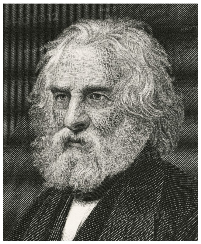Henry Wadsworth Longfellow (1807-82), American Poet and Educator, Head and Shoulders Portrait, Steel Engraving, Portrait Gallery of Eminent Men and Women of Europe and America by Evert A. Duyckinck, Published by Henry J. Johnson, Johnson, Wilson & Company, New York, 1873