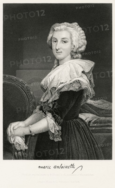 Marie Antoinette (1755-93), Queen of France, Wife of Louis XVI, Half-Length Portrait, Steel Engraving, Portrait Gallery of Eminent Men and Women of Europe and America by Evert A. Duyckinck, Published by Henry J. Johnson, Johnson, Wilson & Company, New York, 1873