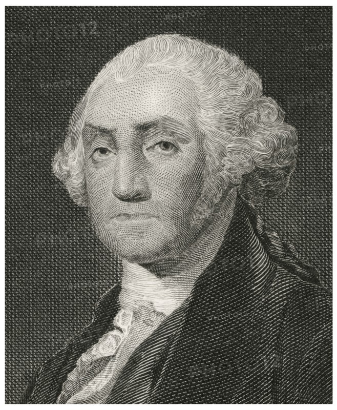 George Washington (1732-99), First President of the United States, Head and Shoulders Portrait, Steel Engraving, Portrait Gallery of Eminent Men and Women of Europe and America by Evert A. Duyckinck, Published by Henry J. Johnson, Johnson, Wilson & Company, New York, 1873