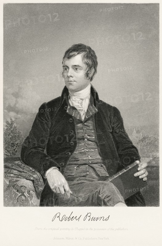 Robert Burns (1759-96), Scottish Poet and Lyricist, Half-Length Portrait, Steel Engraving, Portrait Gallery of Eminent Men and Women of Europe and America by Evert A. Duyckinck, Published by Henry J. Johnson, Johnson, Wilson & Company, New York, 1873