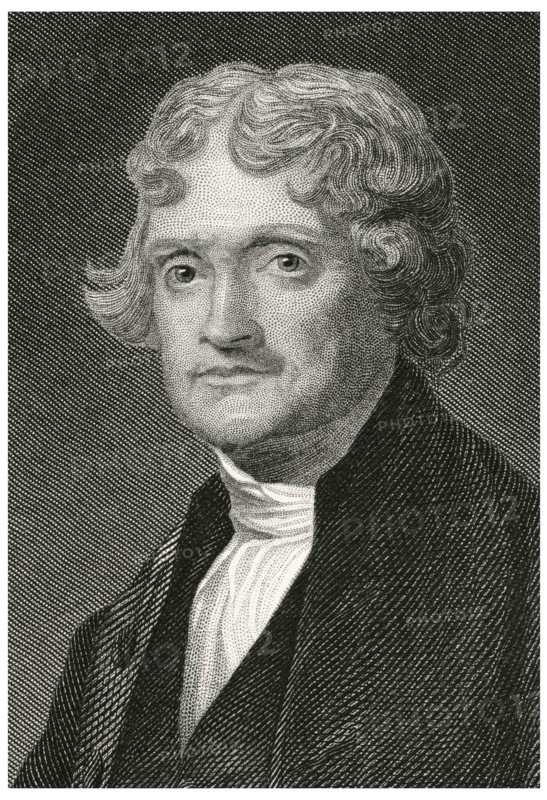 Thomas Jefferson (1743-1826), Third President of the United States, Head and Shoulders Portrait, Steel Engraving, Portrait Gallery of Eminent Men and Women of Europe and America by Evert A. Duyckinck, Published by Henry J. Johnson, Johnson, Wilson & Company, New York, 1873