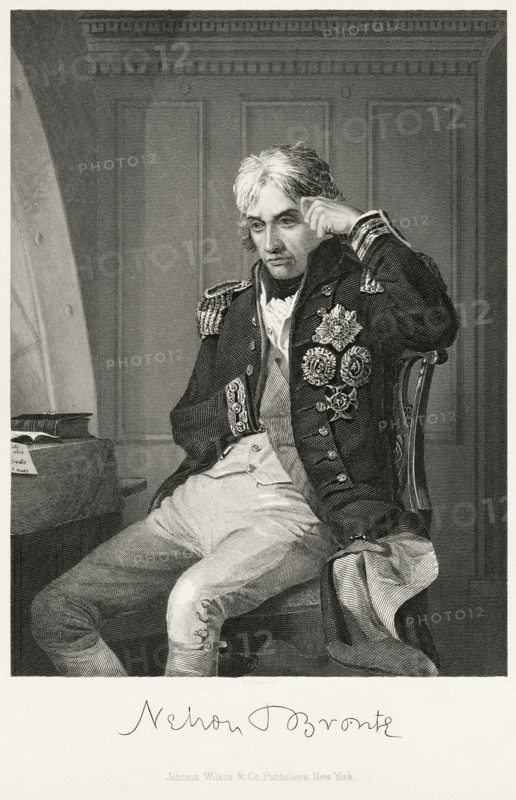 Horatio Nelson (1758-1805), English Admiral and Naval Commander, Seated Portrait, Steel Engraving, Portrait Gallery of Eminent Men and Women of Europe and America by Evert A. Duyckinck, Published by Henry J. Johnson, Johnson, Wilson & Company, New York, 1873