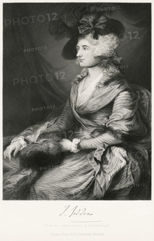 Sarah Siddons (1755-1831), Welsh-born English Actress, Seated Portrait, Steel Engraving, Portrait Gallery of Eminent Men and Women of Europe and America by Evert A. Duyckinck, Published by Henry J. Johnson, Johnson, Wilson & Company, New York, 1873