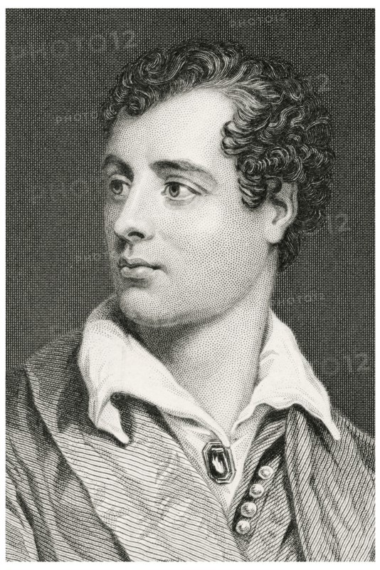 George Gordon Byron (1788-1824), Lord Byron, English Poet, Head and Shoulders Portrait, Steel Engraving, Portrait Gallery of Eminent Men and Women of Europe and America by Evert A. Duyckinck, Published by Henry J. Johnson, Johnson, Wilson & Company, New York, 1873