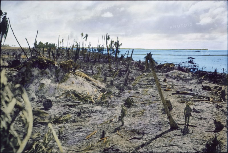 Aftermath of Battle of Tarawa, Tarawa Atoll, Gilbert Islands, November 1943