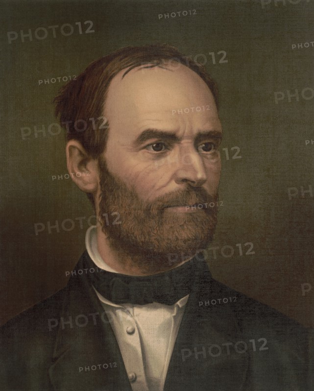 William Tecumseh Sherman (1820-91), Union General During American Civil War, Head and Shoulders Portrait, Lithograph, Strobridge & Co., 1877
