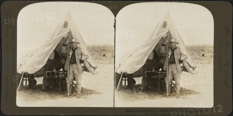 Theodore Roosevelt as a Rough-Rider at Tampa, Florida, Stereo Card, R.Y. Young for American Stereoscopic Co., 1903
