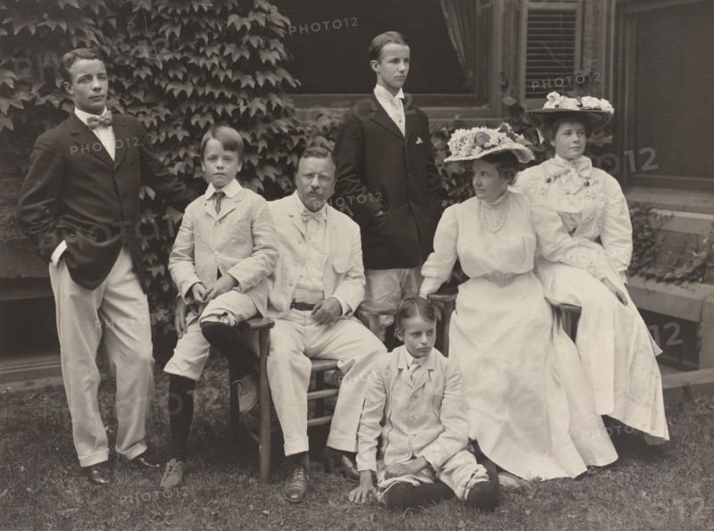 U.S. President Theodore Roosevelt and Wife Edith Surrounded by their Children, Full-length Portrait, Photograph by Pach Bros., 1907