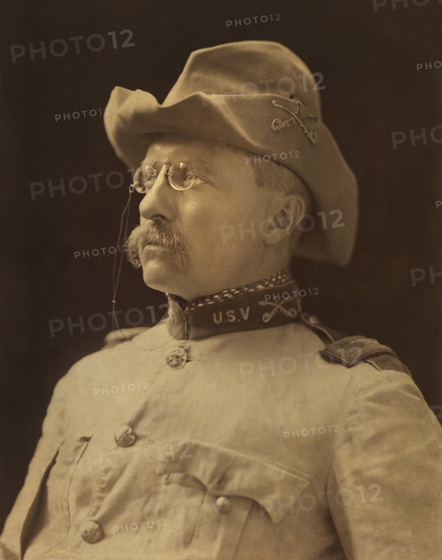 Colonel Theodore Roosevelt, Head and Shoulders Portrait in Military Uniform, Montauk, New York, USA, Photograph by Benjamin J. Falk, October 1898