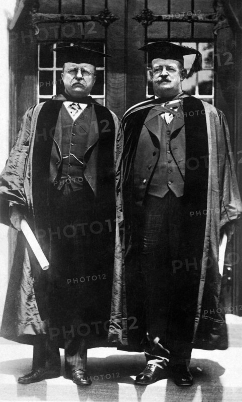 Former U.S. President Theodore Roosevelt and Russell J. Coles after Receiving the Degree of Doctor of Science,  Trinity College, Hartford, Connecticut, USA, June 17, 1918