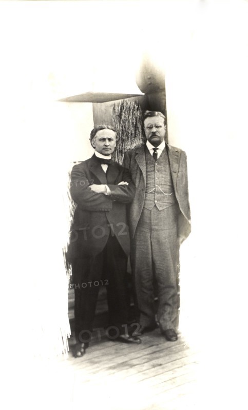 Former U.S. President Theodore Roosevelt with Harry Houdini, Full-Length Portrait Aboard the S.S. Imperator, 1914