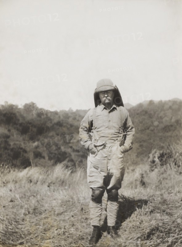 Full-Length Portrait of Former U.S. President Theodore Roosevelt in Savannah Landscape while on Extended African Safari, Smithsonian-Roosevelt African Expedition, March 1910