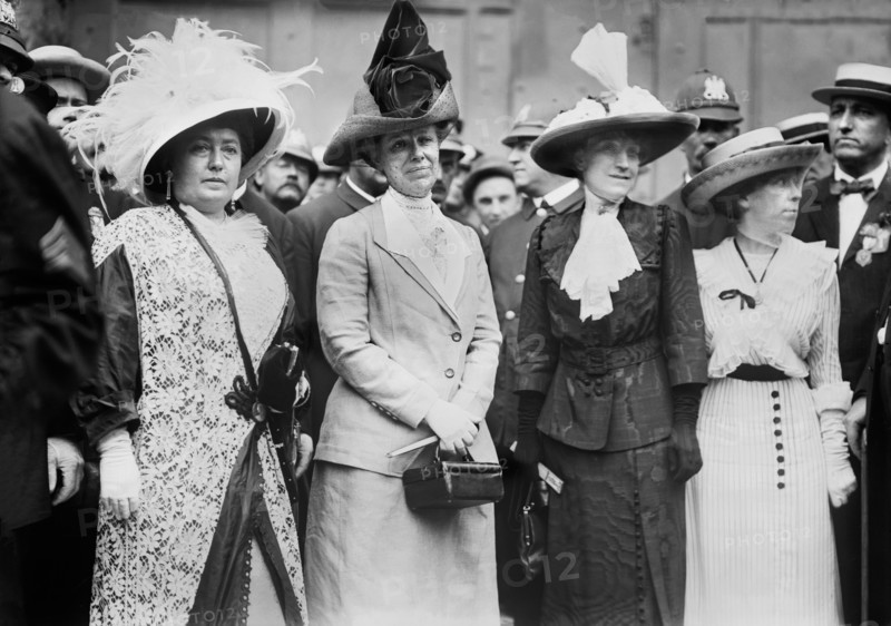 L-R: Harriet T. Mack, wife of Norman E. Mack (1858-1932) National Chairman of the Democratic Party, Helen Herron Taft (1861-1943), wife of President William Howard Taft, Mrs. L.L. Francis, Mildred Aubrey, Democratic National Convention, Fifth Regiment Armory, Baltimore, Maryland, USA, Photograph by Bain News Service, July 1912