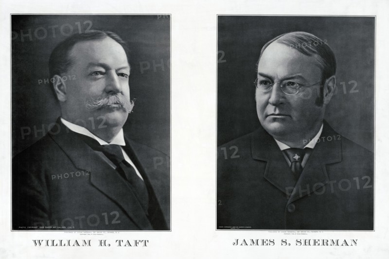 Republican Nominees for President and Vice President, William H. Taft, James S. Sherman, Campaign Poster, Photo Credits (L-R) Baker Art Gallery, Harris & Ewing, Published by Oscar Marshall, 1909