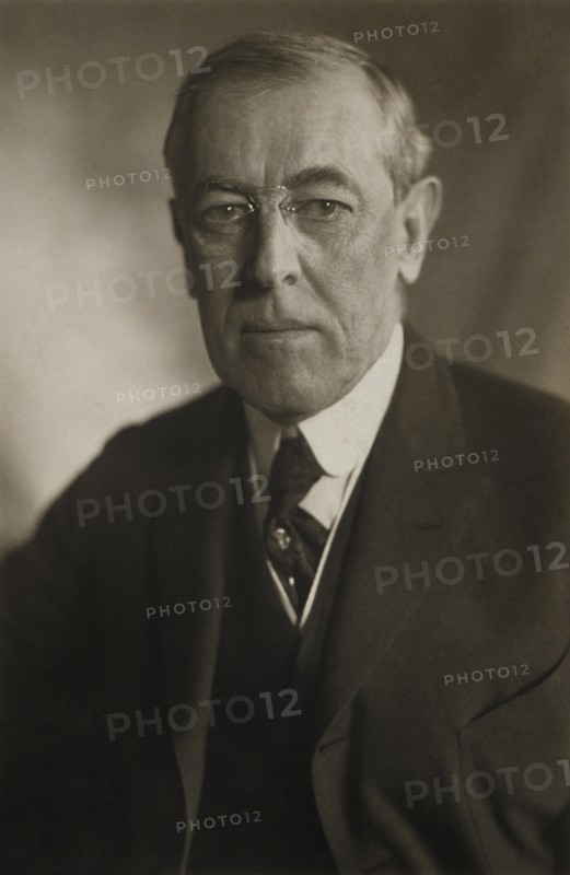 Woodrow Wilson (1856-1924) 28th President of the United States 1913-1921, Head and Shoulders Portrait, Photograph by Harris & Ewing 1919