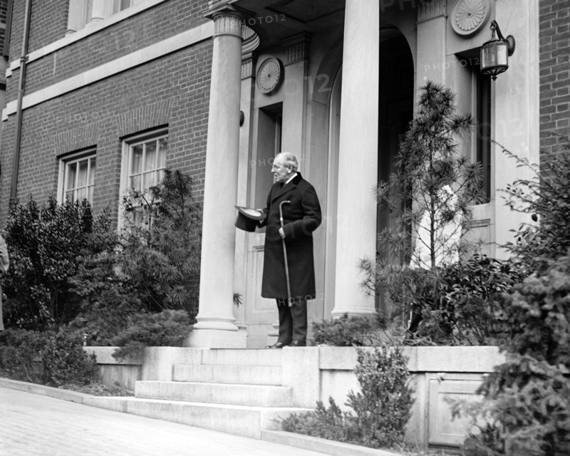 Former U.S. President Woodrow Wilson Standing on the Front Steps of his Private Residence at 2340 S Street NW, Washington, D.C., USA, National Photo Company, April 1922