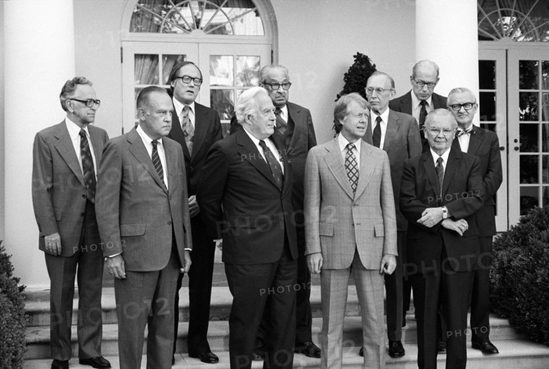U.S. President Jimmy Carter with Supreme Court Justices, Group Portrait, White House, Washington, D.C, USA, photograph by Thomas J. O'Halloran, September 1977