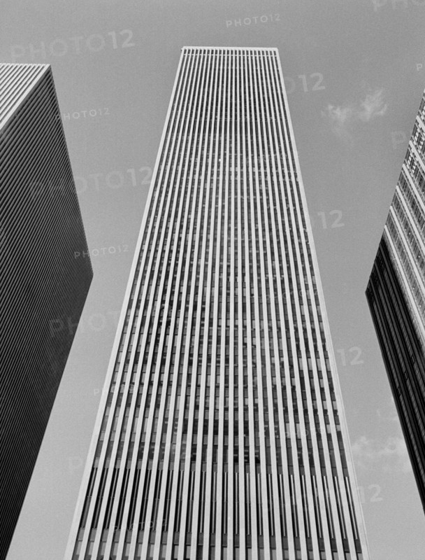 Exxon Building, Low Angle View, 1251 Avenue of the Americas, New York City, New York, USA, photograph by Thomas J. O'Halloran, February 1974