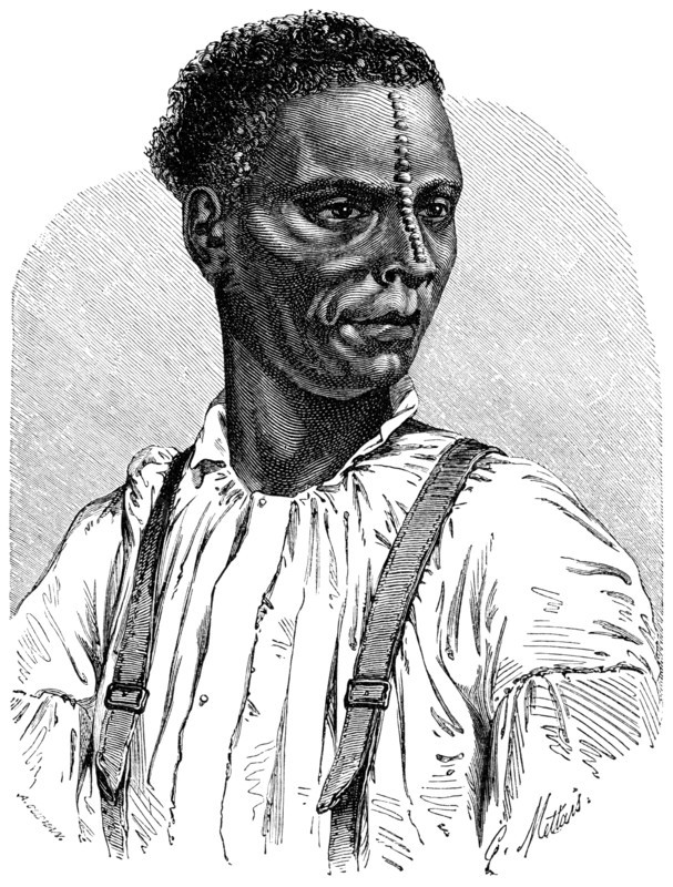 “Knopneuz” (button-nose) of the lower Congo, Illustration from the book, "Volkerkunde" by Dr. Friedrich Ratzel, Bibliographisches Institut, Leipzig, 1885