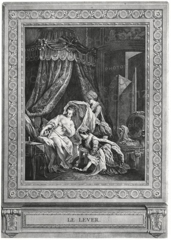 Le Lever, etching by Jean Massard (1740–1822) after Painting by Pierre Antoine Baudouin (1723-69), 1771