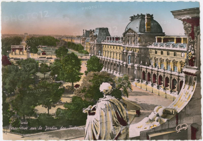 Tuileries Gardens, Paris, France, Hand-Colored Postcard, Gany, 1930