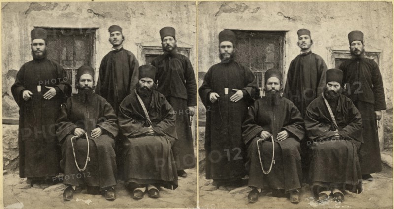 Sinai, Convent of Sinai, Abbot and Monks, Photographed & Published by Frank M Good, London, Good’s Eastern Series No 12, Stereo Card, 1860's