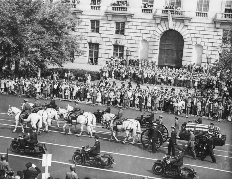 Franklin Roosevelt, death, funeral, Washington DC, historical,