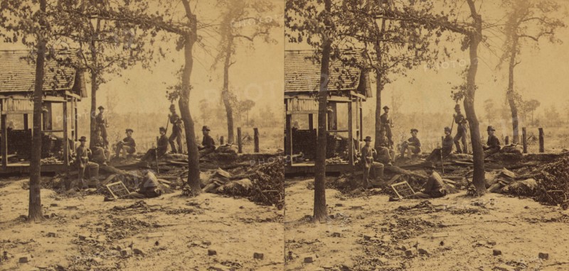 Group of Union Soldiers with their Weapons near a Shelter after Occupation of Atlanta