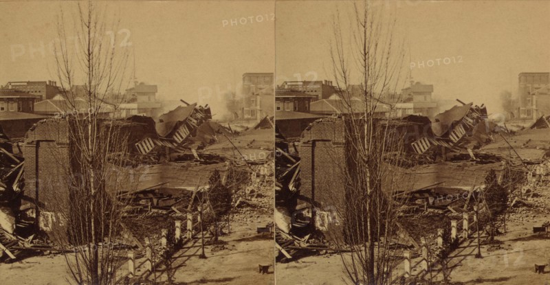 Ruins of Railroad Depot after Bombing by Union General William Sherman's Army before their Evacuation of Atlanta